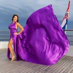 Flying dress photoshoot on cruise